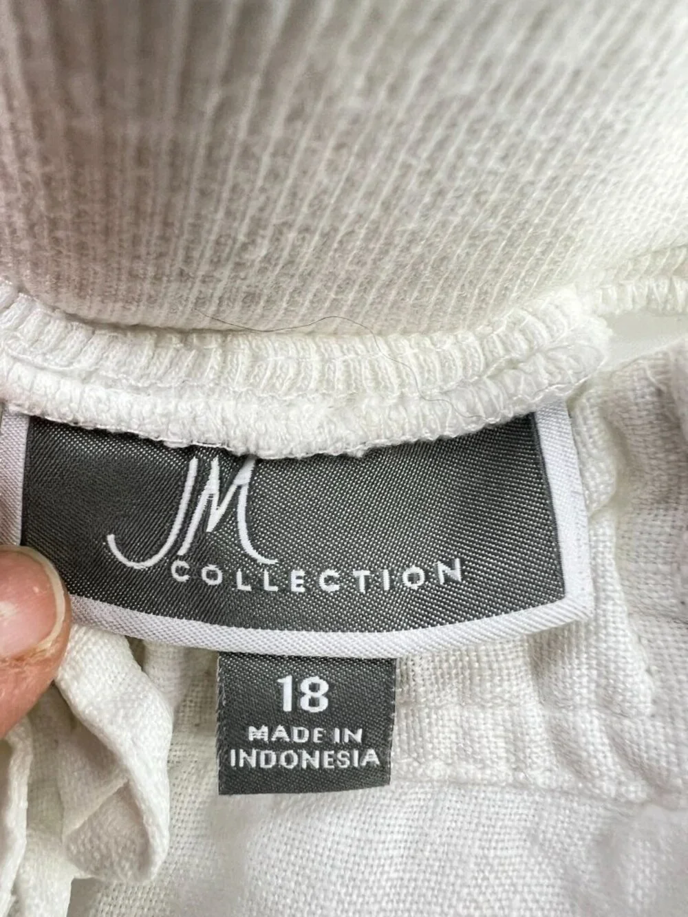 JM Collection Women's Linen Wide-Leg Crop Pants Drawstring Waist Size 18 White